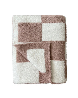 Checkered Plush Blanket | Latte - MOOGCO Baby