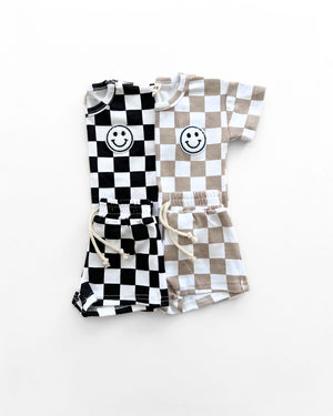 Checkered Shorts Set | Black