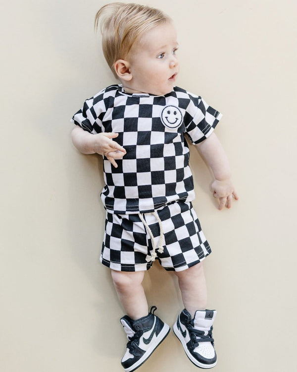 Checkered Shorts Set | Black