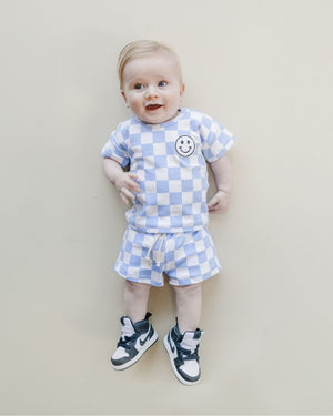 Checkered Shorts Set | Blue