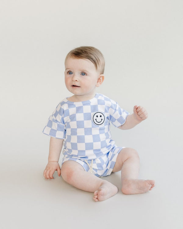 Checkered Shorts Set | Blue