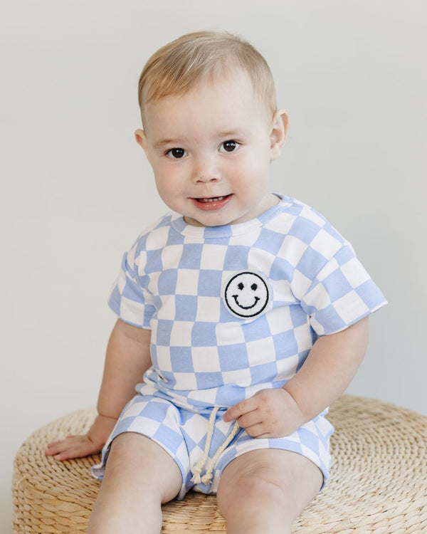 Checkered Shorts Set | Blue