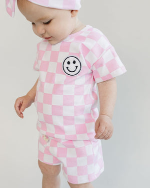 Checkered Shorts Set | Pink