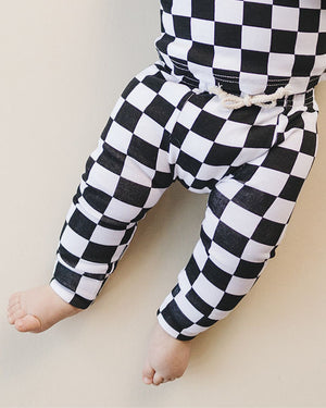 Checkered Smiley Lounge Set | Black - MOOGCO Baby