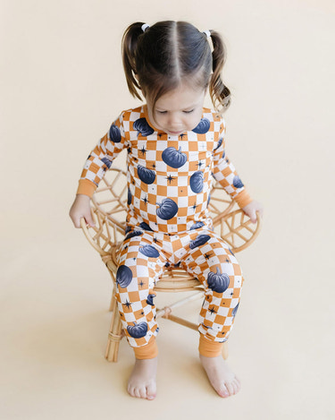 Bamboo Two Piece Set | Checkered Pumpkin - MOOGCO Baby
