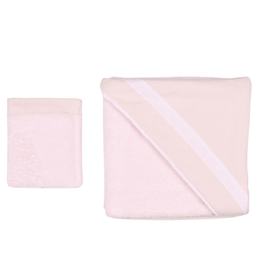 CHELY | Girls Pink Hooded Towel & Washcloth (2) - MOOGCO Baby