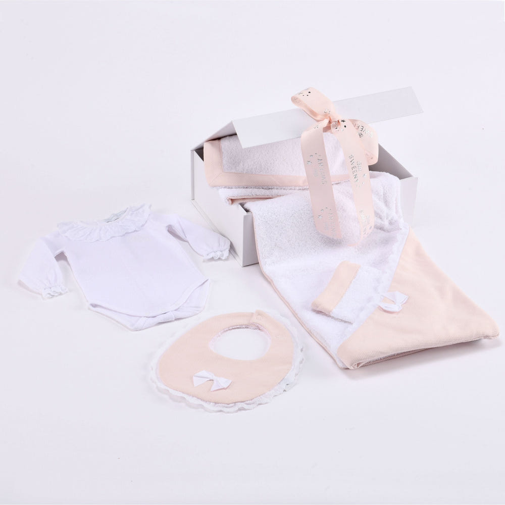 CHELY | Girls Rose Blush Hooded Towel & Washcloth (2) - MOOGCO Baby