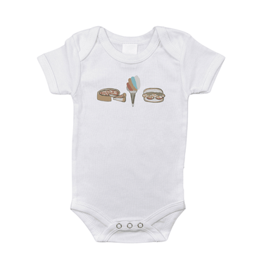 Chicago Foodie Baby Onesie - Cute short sleeve bodysuit for babies, perfect for little food lovers.