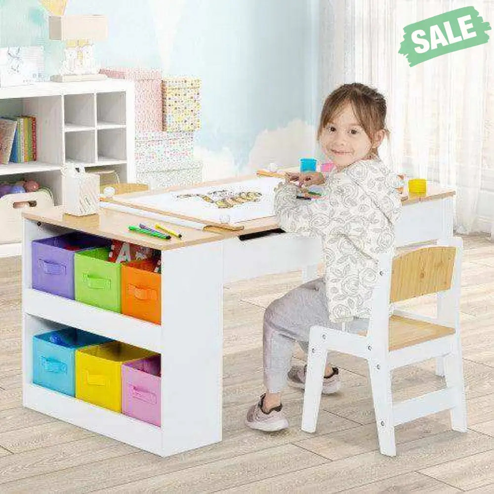 Children Art Activity Table and Drawing Table-Natural Natural Kids Table & Chair Sets