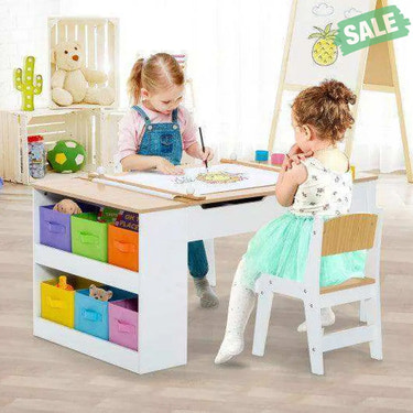 Children Art Activity Table and Drawing Table-Natural Natural Kids Table & Chair Sets
