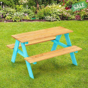 Children Outdoor Wooden Table with Bench Seats for Indoor and Outdoor Use-Natural Kids Table & Chair Sets