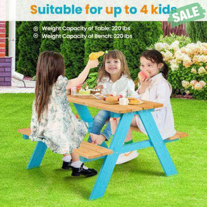 Children Outdoor Wooden Table with Bench Seats for Indoor and Outdoor Use-Natural Kids Table & Chair Sets