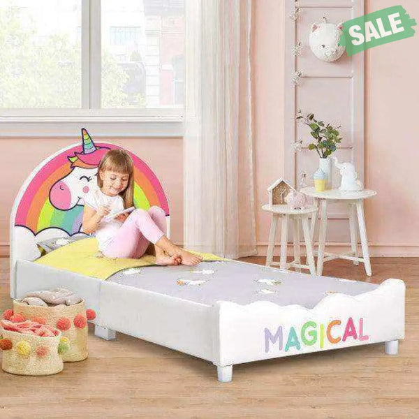 Children Twin Size Upholstered Platform Single Bed Toddler Beds