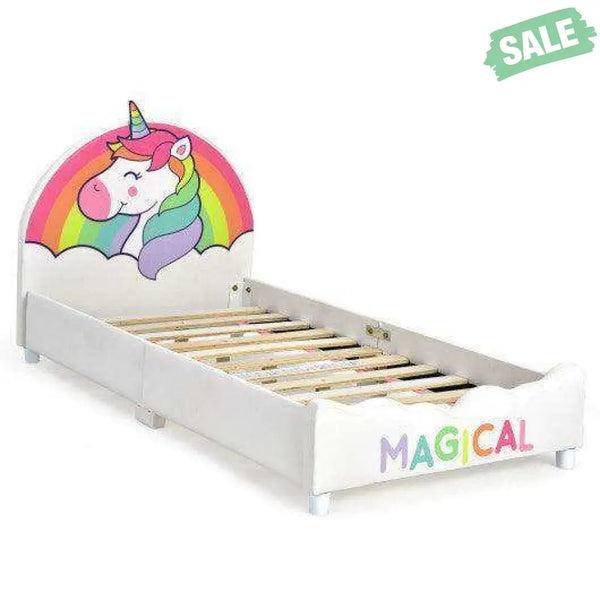 Children Twin Size Upholstered Platform Single Bed Toddler Beds