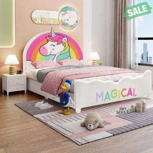 Children Twin Size Upholstered Platform Single Bed Toddler Beds