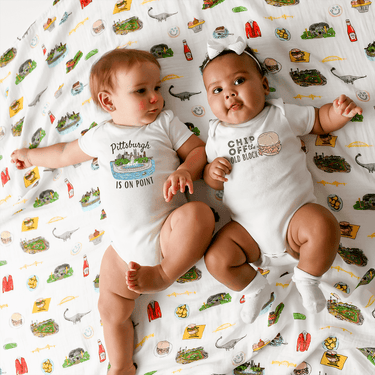Chipped Ham Pittsburgh Onesie for babies - cute short sleeve bodysuit featuring a fun local food design.