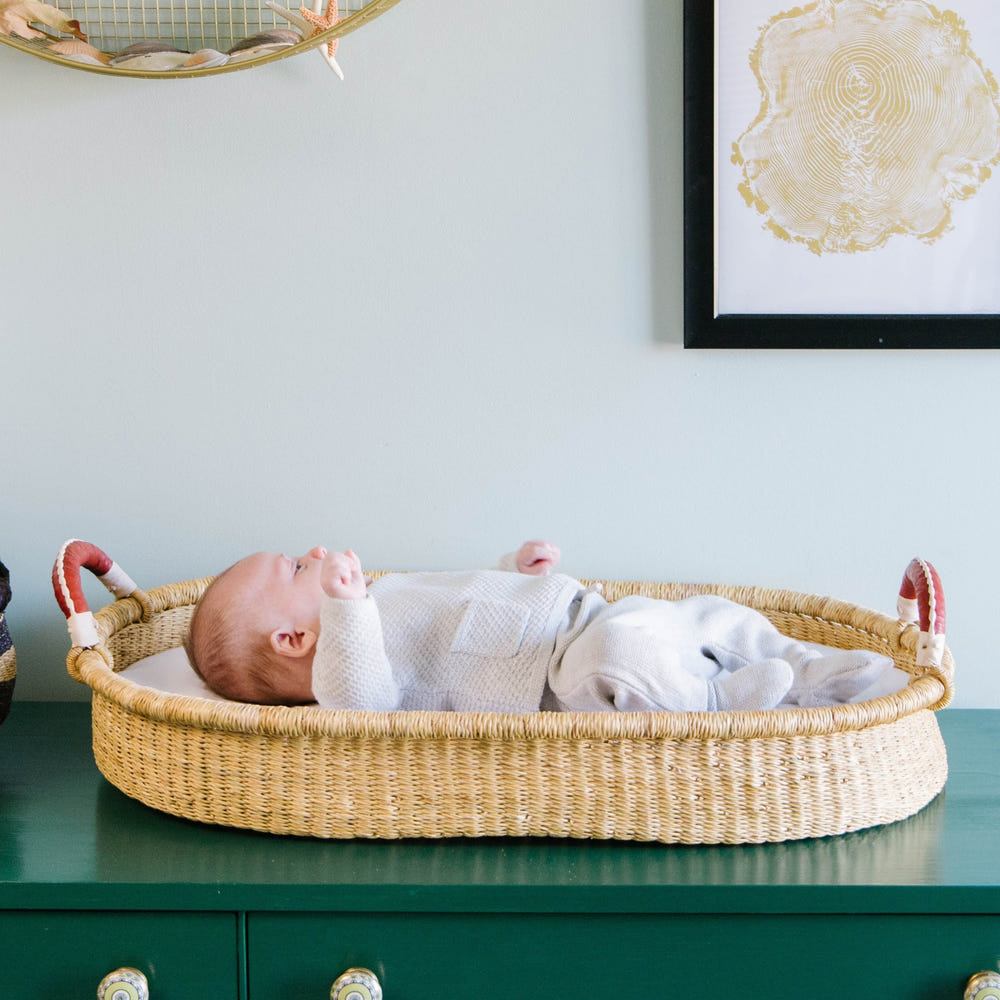 Cognac + Cream Handle Changing Basket