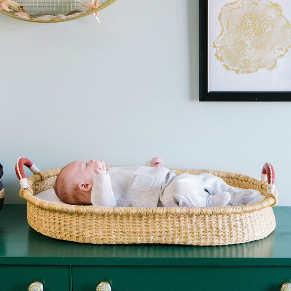 Cognac + Cream Handle Changing Basket