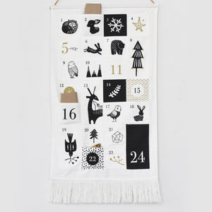 24 Pocket Advent Calendar featuring winter animals, perfect for Christmas countdowns. Angle 3 view.