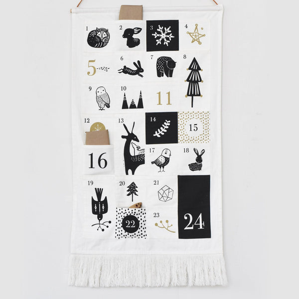 24 Pocket Advent Calendar featuring winter animals, perfect for Christmas countdowns. Angle 3 view.