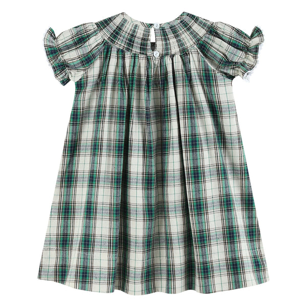 Christmas Tartan Smocked Bishop Dress