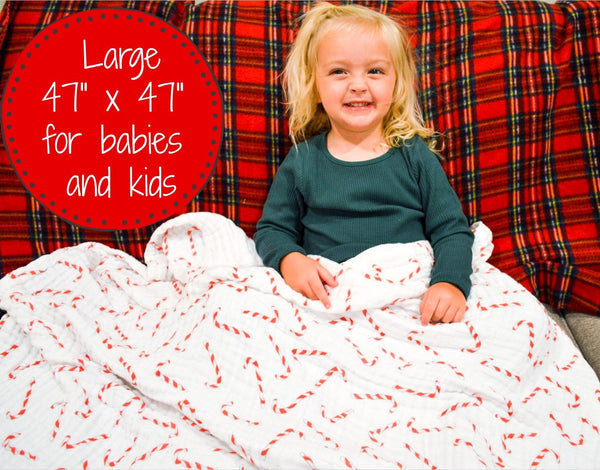 Cotton Muslin Candy Cane Quilt