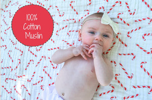 Cotton Muslin Candy Cane Quilt