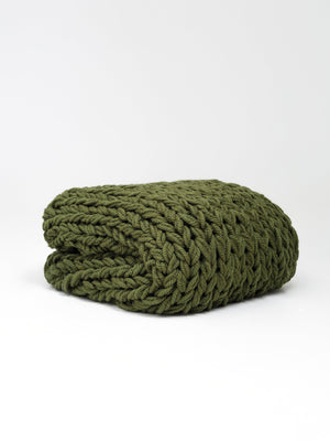 Chunky Knit Blanket in Khaki