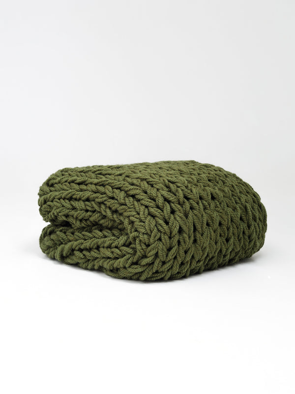 Chunky Knit Blanket in Khaki