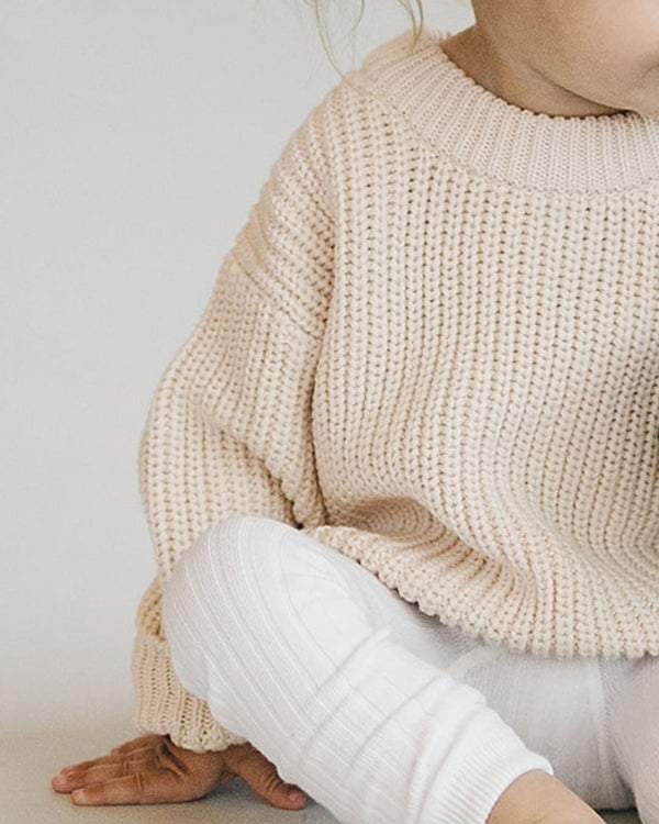 Chunky Knit Sweater | Vanilla - MOOGCO Baby
