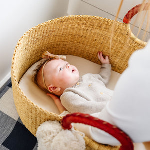 African Moses Basket <br>Cognac Circle Handle