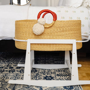 African Moses Basket <br>Cognac Circle Handle