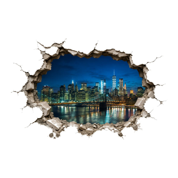City Skyline 3D Wall Sticker - product only on white background