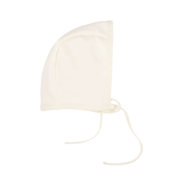 Ivory organic cotton baby beanie by CLARENCE, soft and cozy for newborns. Perfect for keeping little heads warm.