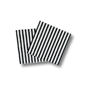 Classic Black & White Striped Disposable Paper Napkins (24pcs)
