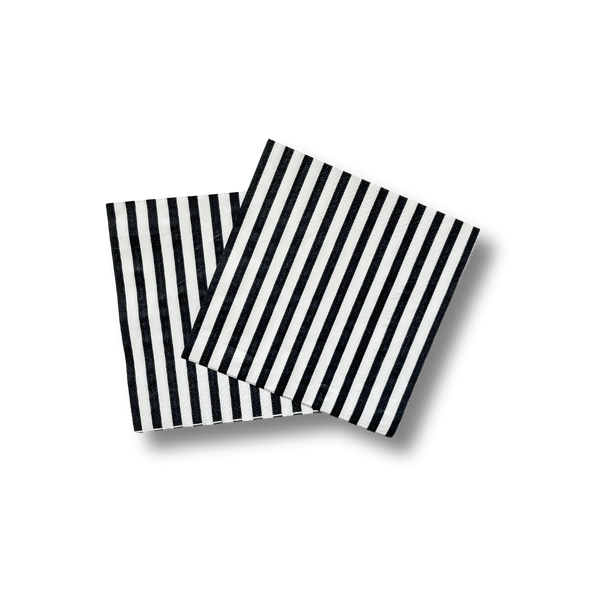 Classic Black & White Striped Disposable Paper Napkins (24pcs)