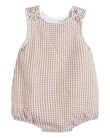 Classic Brown Gingham Bubble Romper