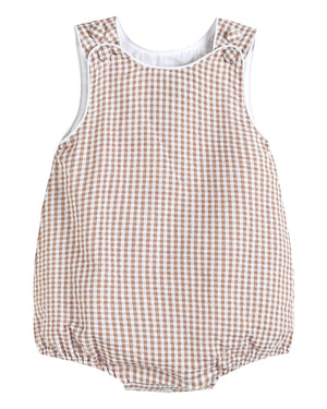 Classic Brown Gingham Bubble Romper