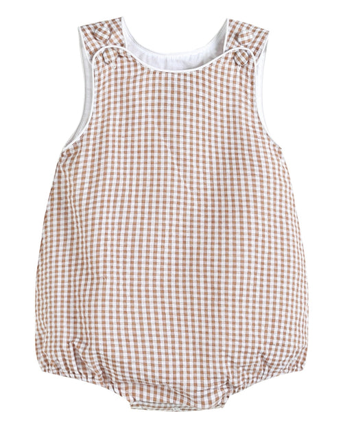 Classic Brown Gingham Bubble Romper