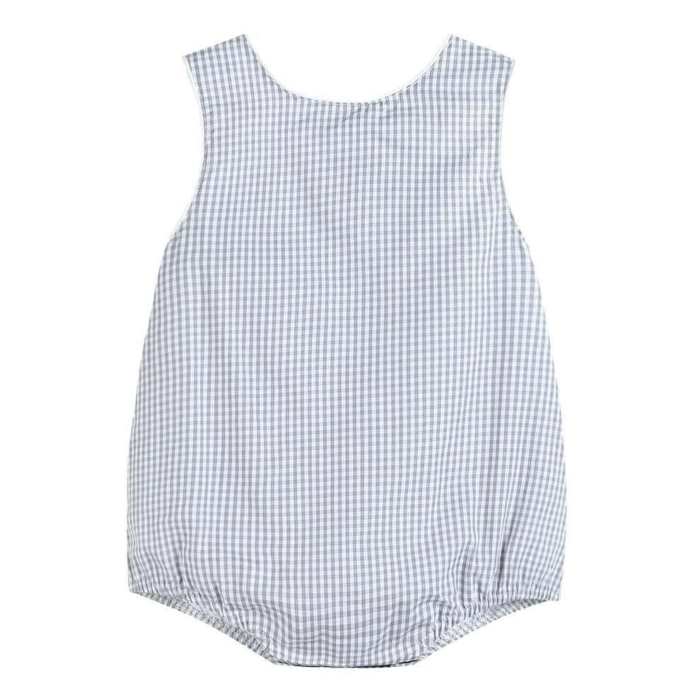Classic Gray Gingham Bubble Romper - MOOGCO Baby
