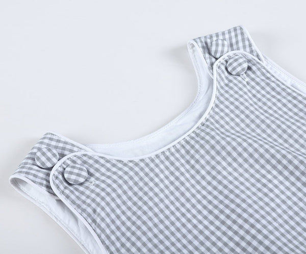 Classic Gray Gingham Bubble Romper