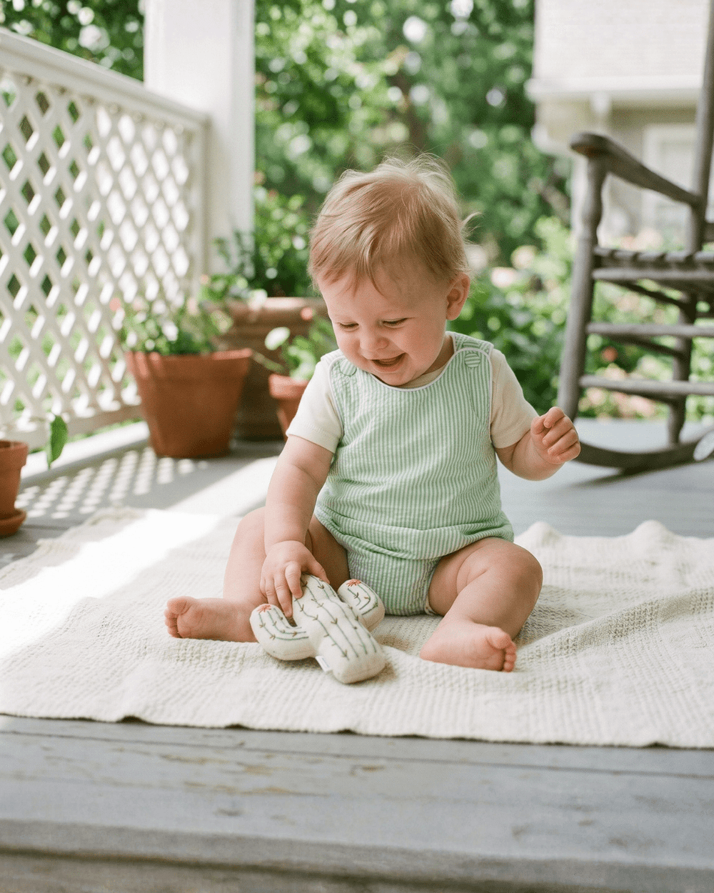 Classic Green Seersucker Bubble Romper - MOOGCO Baby