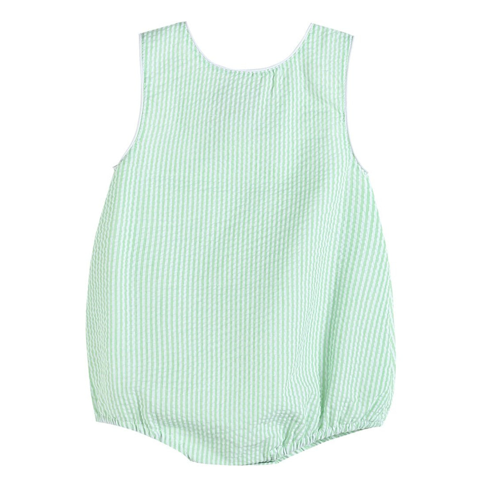 Classic Green Seersucker Bubble Romper - MOOGCO Baby