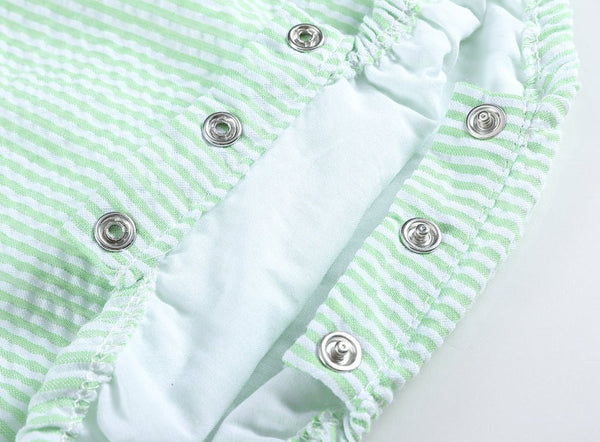 Classic Green Seersucker Bubble Romper
