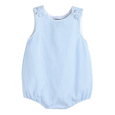 Classic Light Blue Seersucker Bubble Romper - MOOGCO Baby