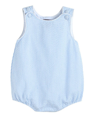 Classic Light Blue Seersucker Bubble Romper