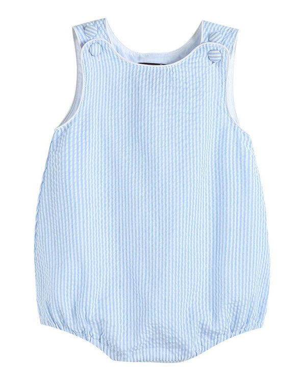 Lil Cactus Classic Light Blue Seersucker Bubble Romper