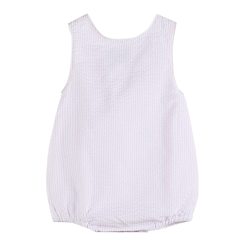 Classic Pink Seersucker Bubble Romper - MOOGCO Baby