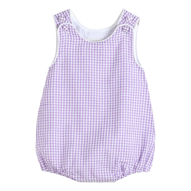 Classic Purple Gingham Bubble Romper - MOOGCO Baby