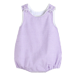 Classic Purple Gingham Bubble Romper